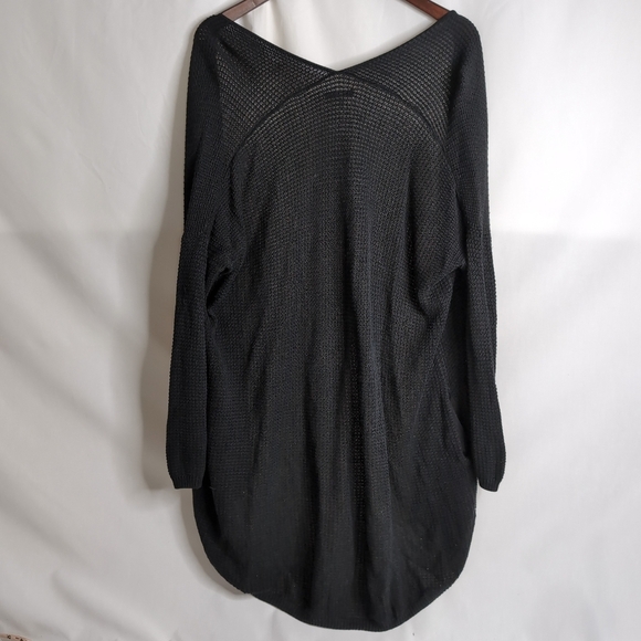 OAK + FORT Cardigan Women's Small Black Grunge Light Weave Knit - Picture 2 of 4